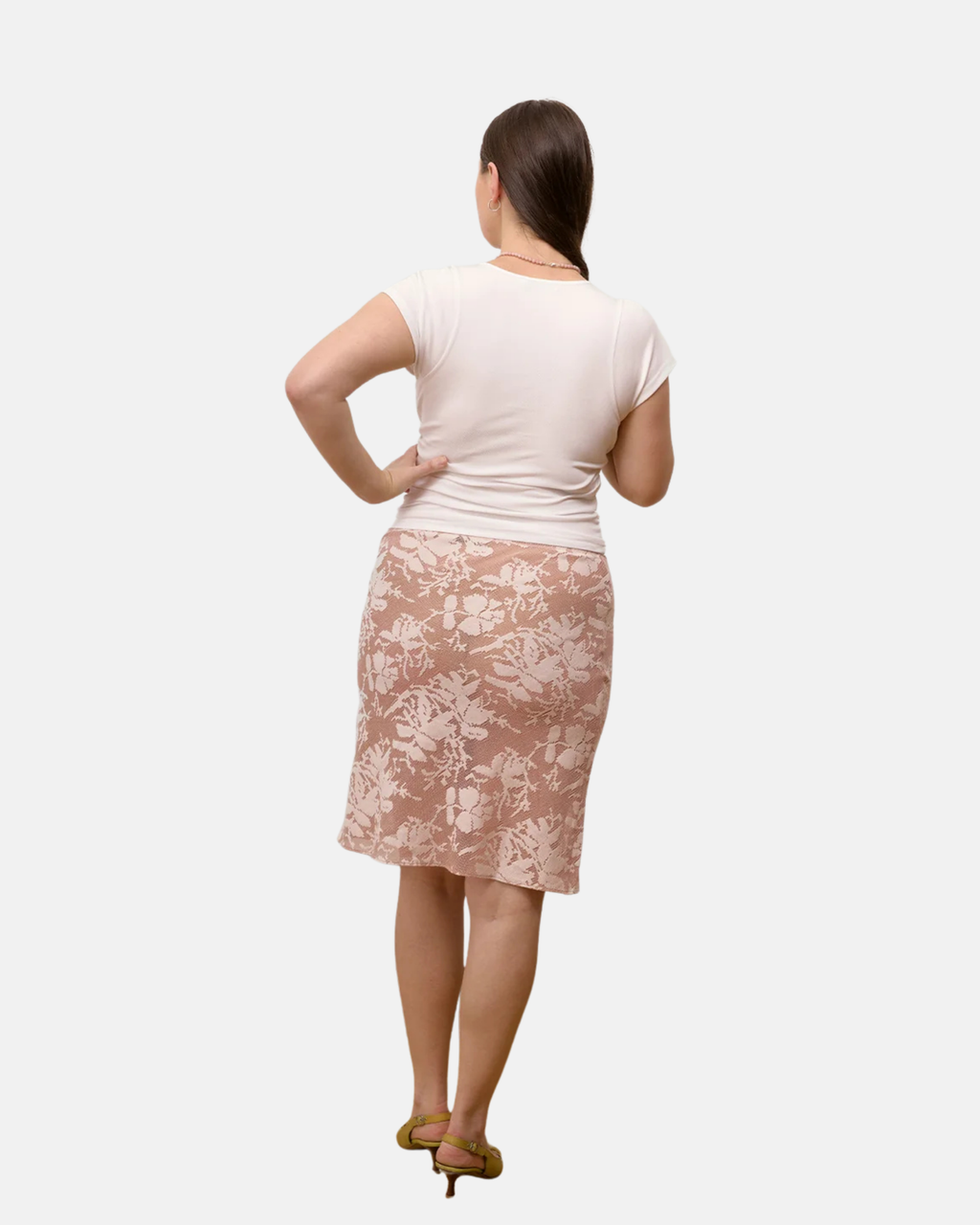 Olga Joan Bias Knee Skirt Petalo Lace