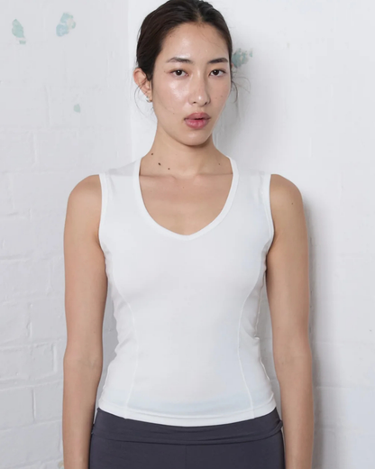 Pinky Kamal V Neck Tank White