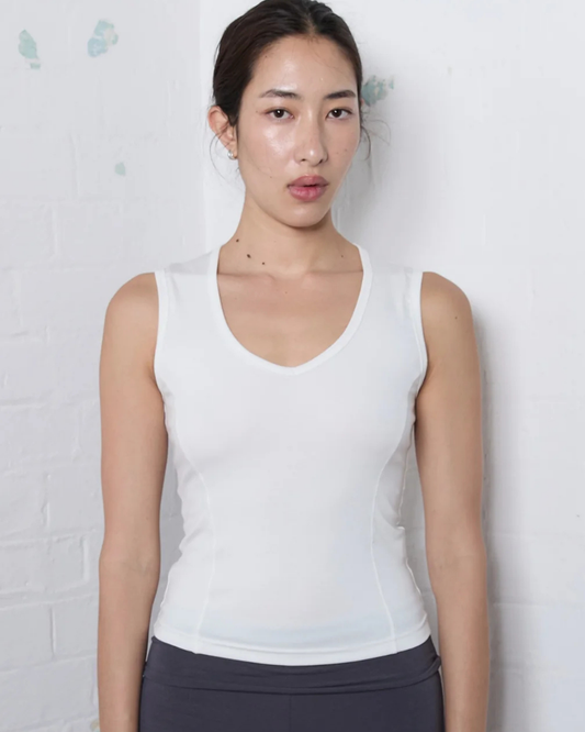 Pinky Kamal V Neck Tank White