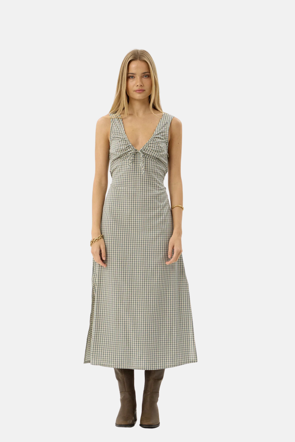 Afends Izzy Maxi Dress Alpine Check