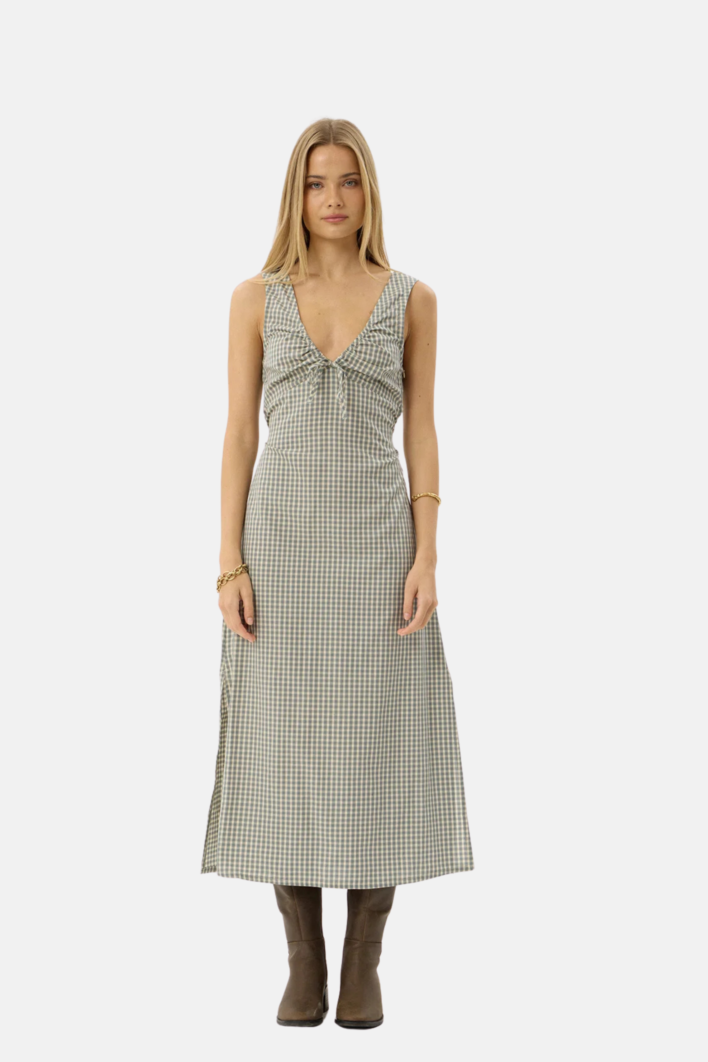 Afends Izzy Maxi Dress Alpine Check