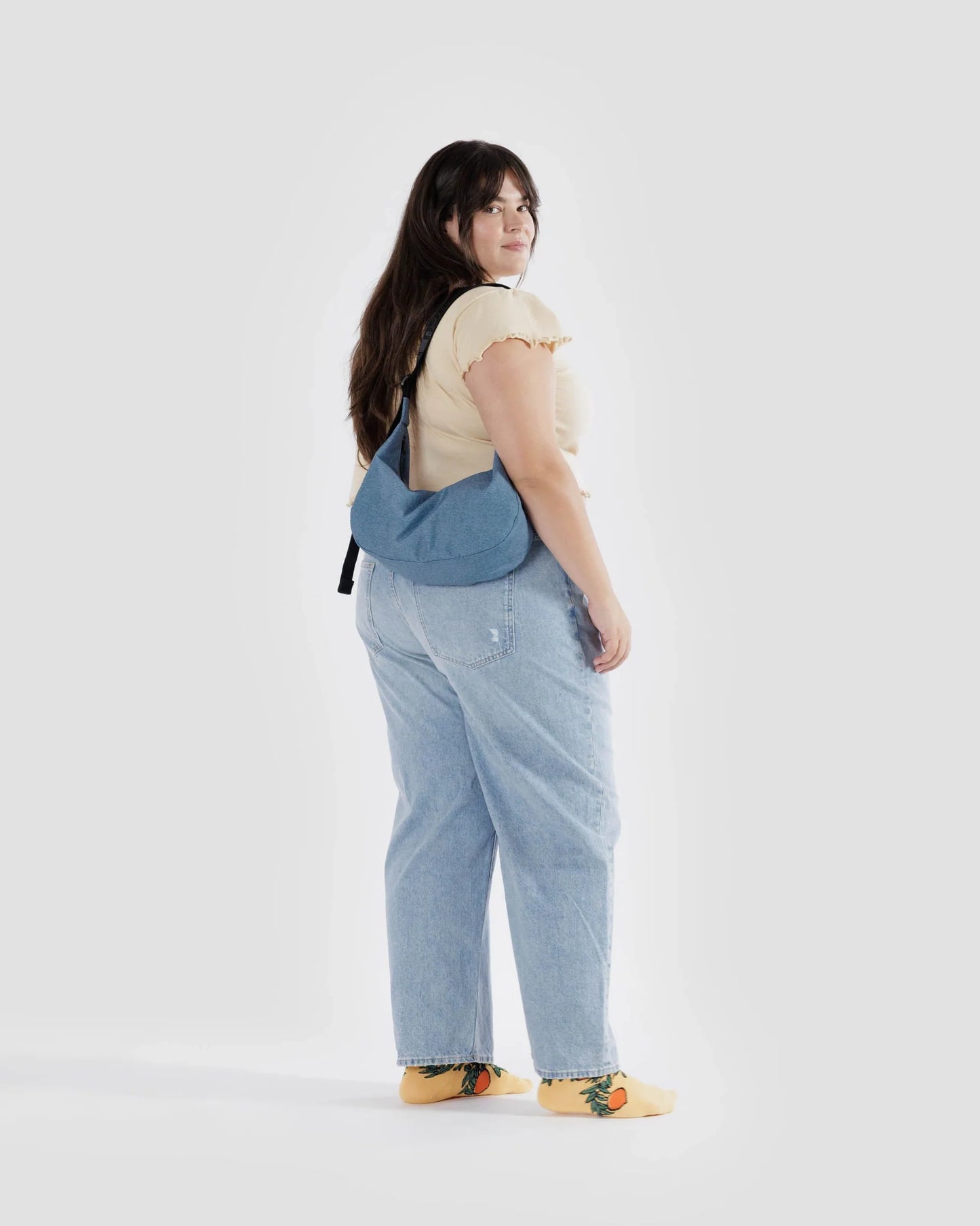 MEDIUM NYLON CRESCENT BAG | DIGITAL DENIM