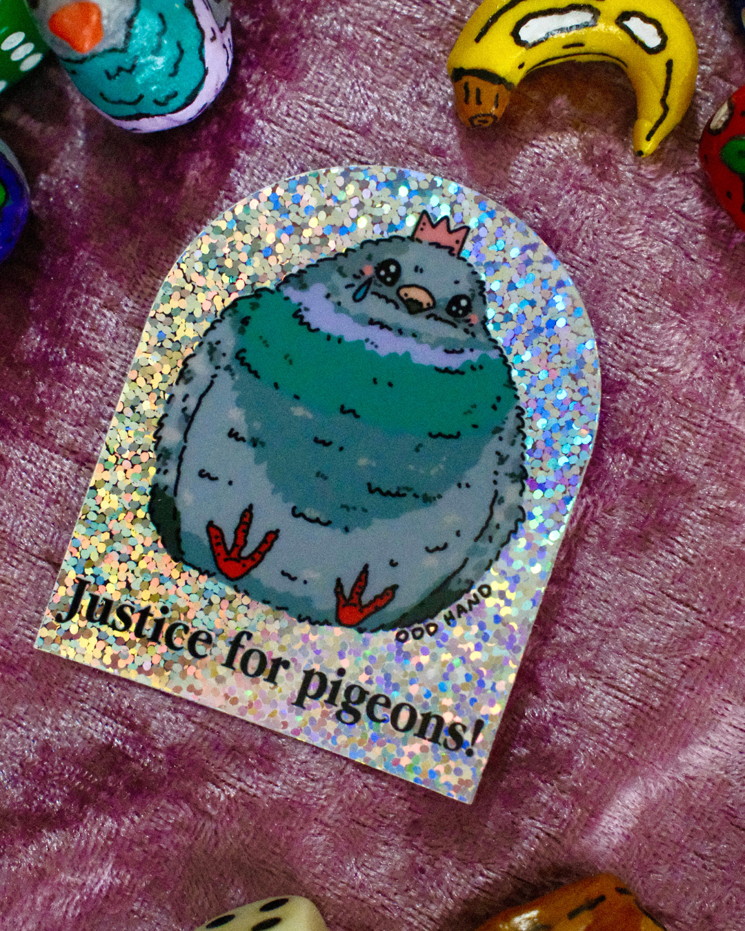 Odd Hand Co. Justice For Pigeons! Holographic Sticker 2