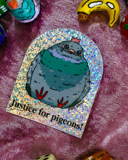Odd Hand Co. Justice For Pigeons! Holographic Sticker 2