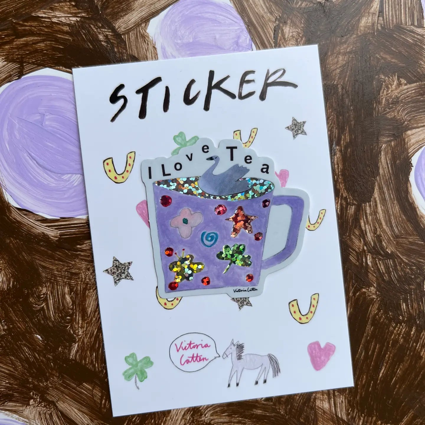 Victoria Catten I Love Tea Swan Sticker