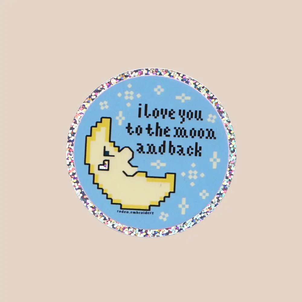 MOON AND BACK GLITTER VINYL STICKER | RODEO EMBROIDERY