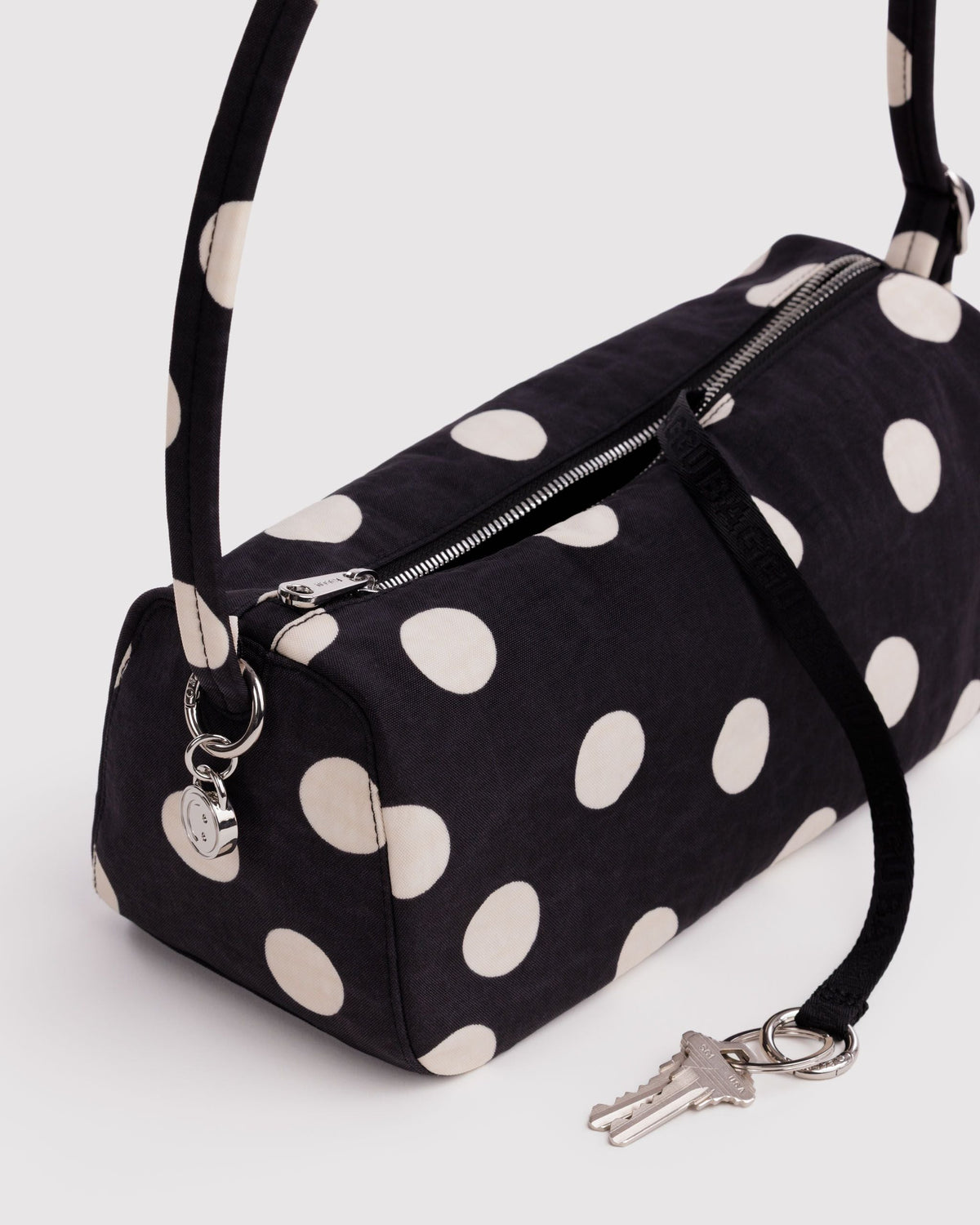 Baggu Nylon Loaf Bag Black and Cream Polka Dot