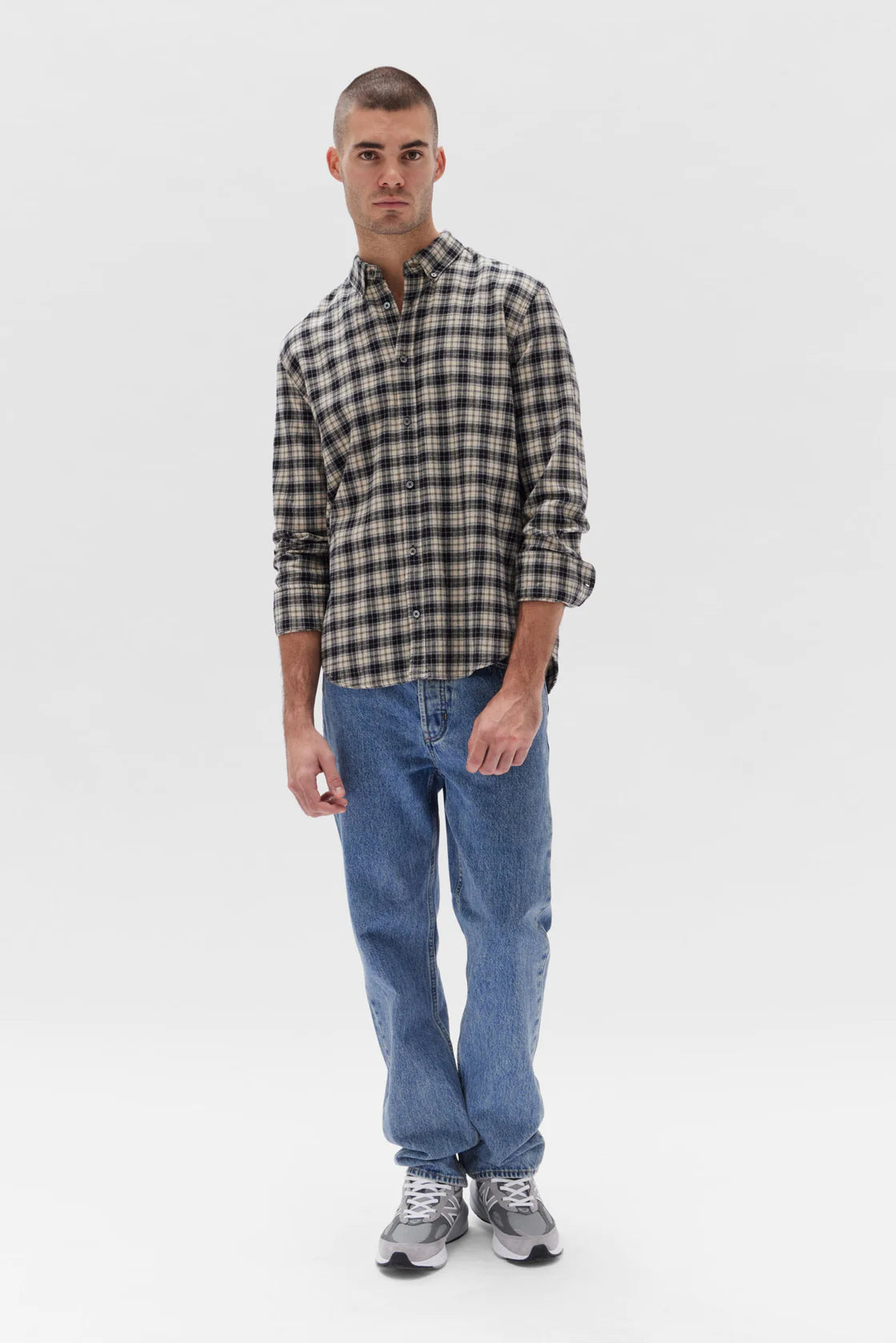 BRUSHED FLANNEL CHECK SHIRT | NAVY CHECK