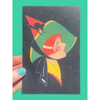 Astral Weekend Postcard Halloween Black Cat On A Hat