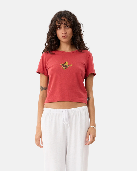 Afends Hard Luck Baby Tee Vintage Cherry
