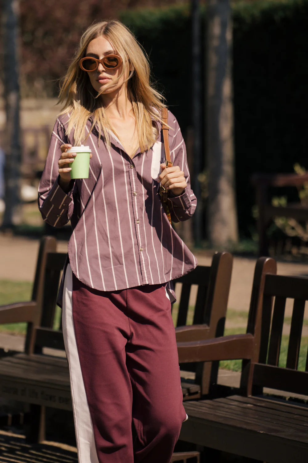 ALPINE COTTON STRIPE SHIRT | RED WINE