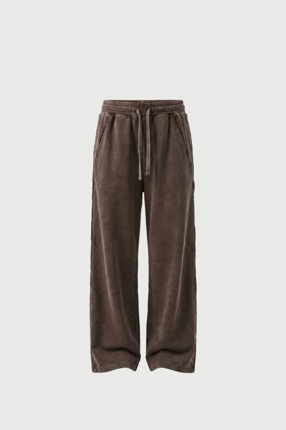 WIDE LEG ACID WASH TRACKSUIT PANT - SOIL