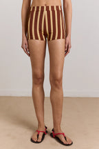 Damson Madder Trudi Boy Short Brown Stripe Print