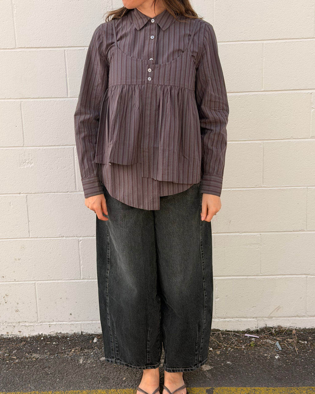 Damson Madder Indie Double Layer Shirt With Cami Merlot Stripe