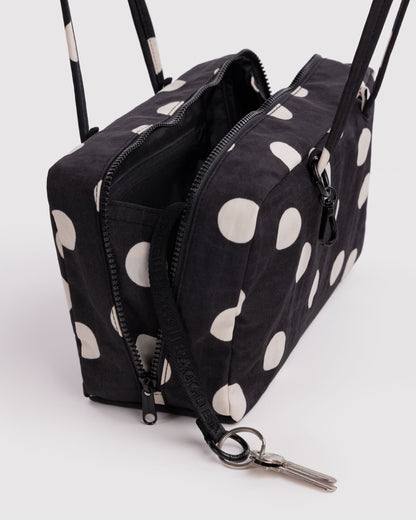 Baggu Nylon Bowler Bag Black and Cream Polka Dot 4