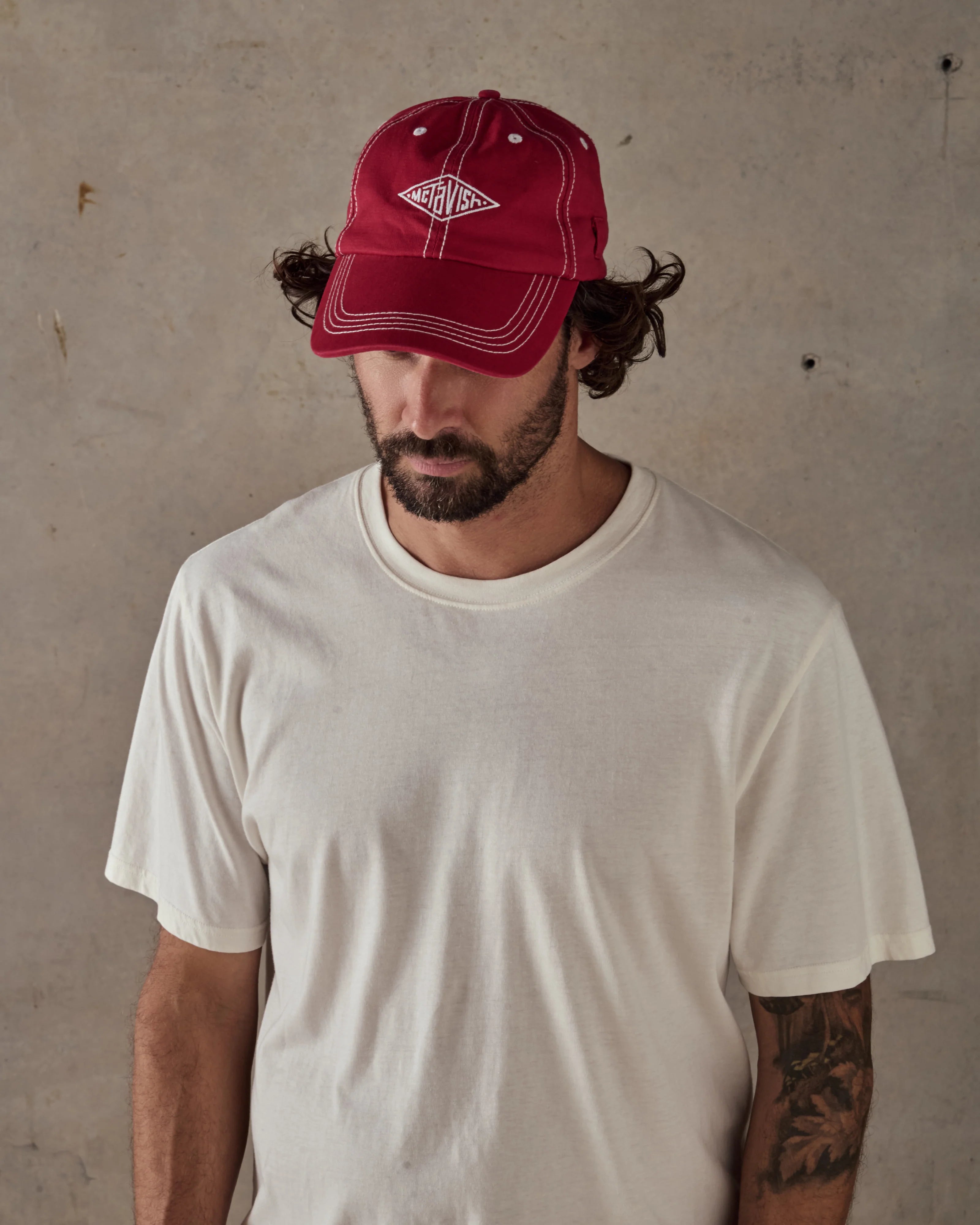 STITCHED DIAMOND CAP | RED