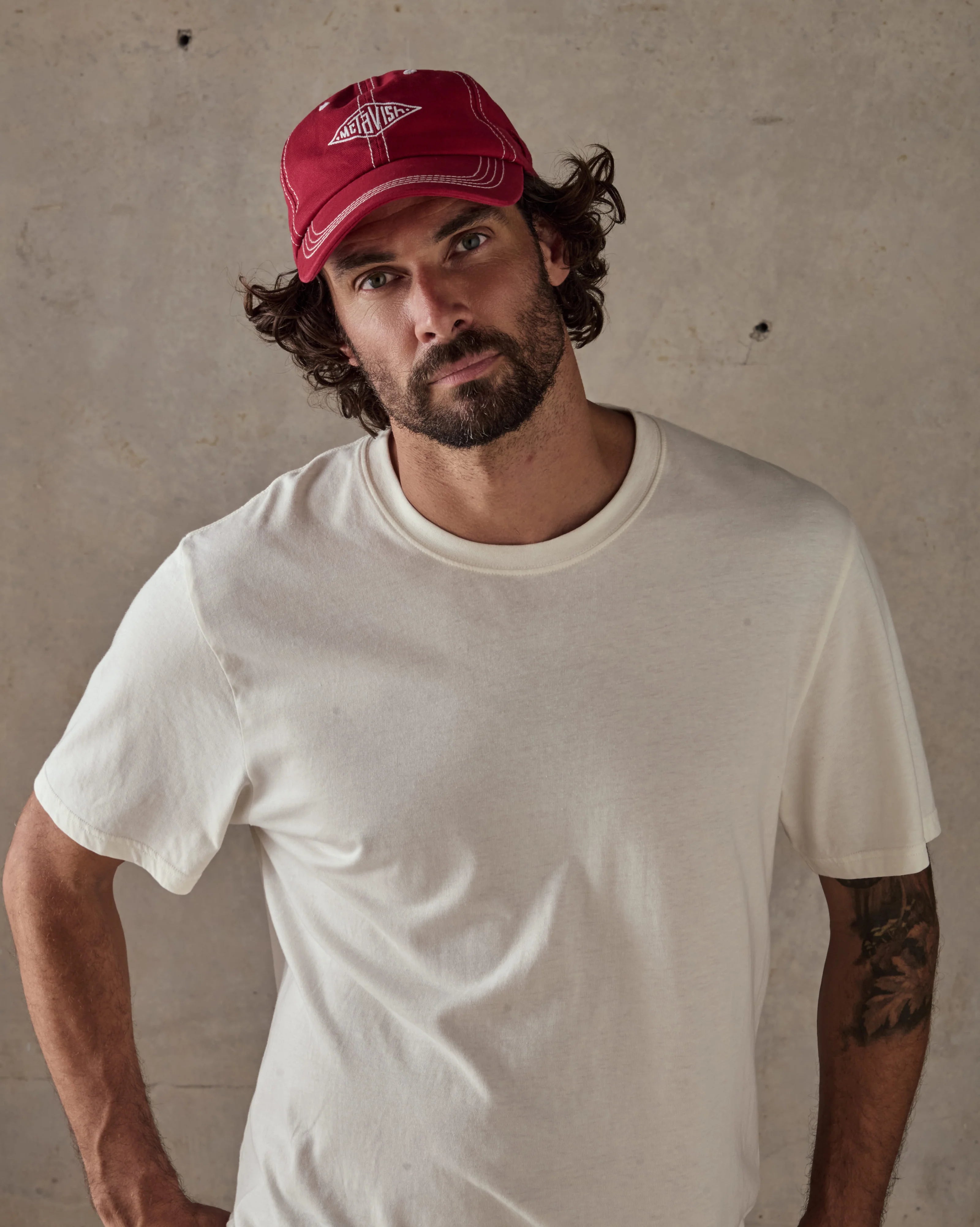 STITCHED DIAMOND CAP | RED