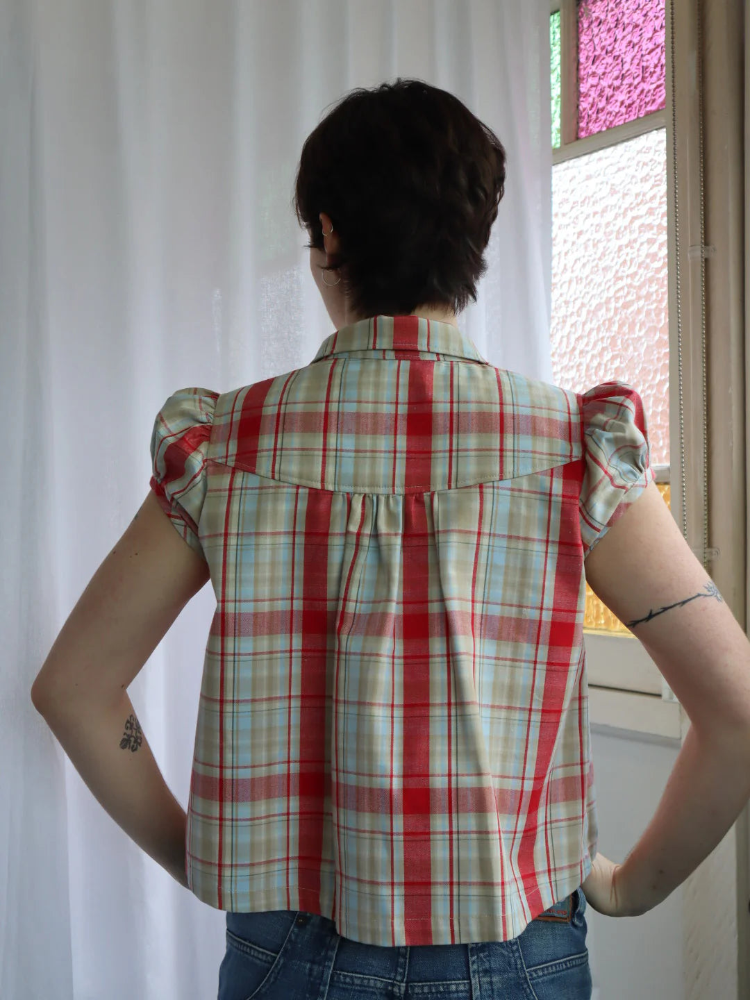 BABY BUTTON TOP | PLAID