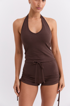 SCRUNCH SHORTS | DARK BROWN