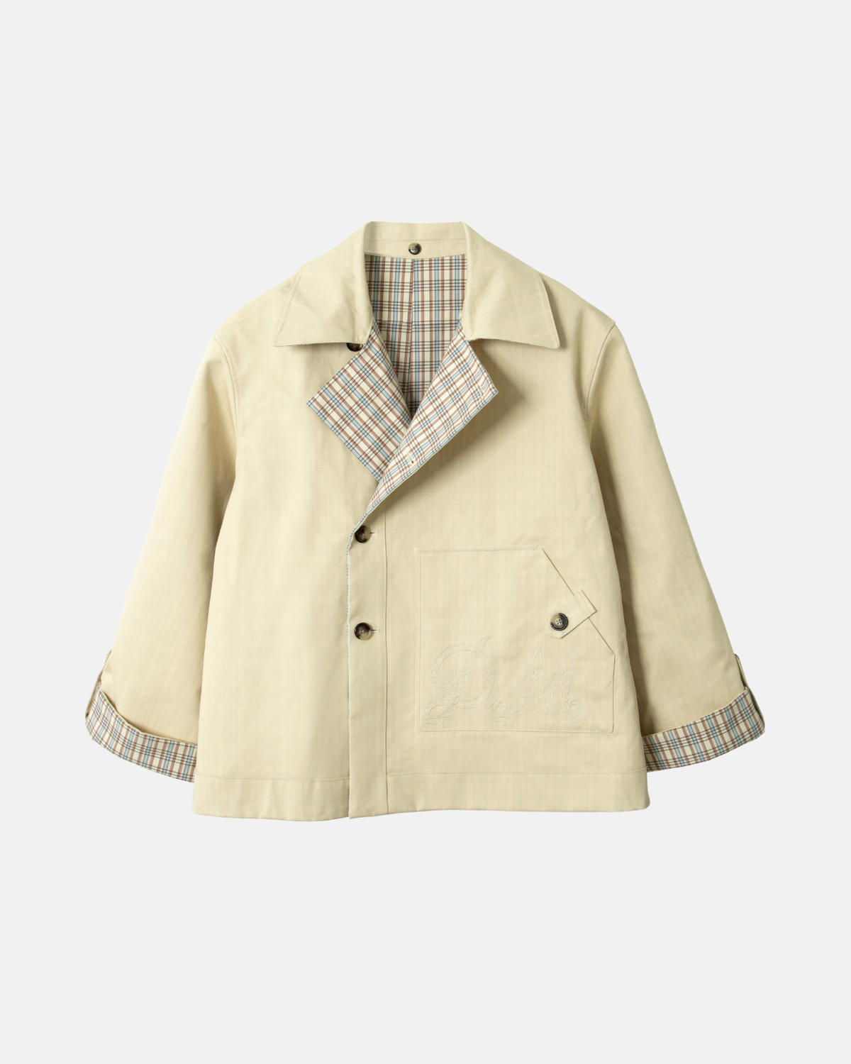 Damson Madder Jerry Reversible Crop Trench Ginger Check
