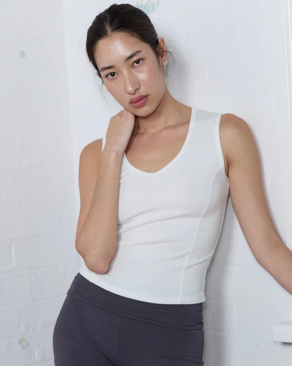 Pinky Kamal V Neck Tank White