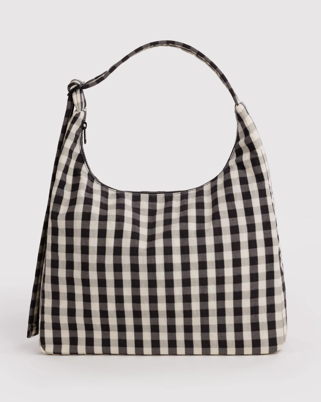 Baggu Nylon Shoulder Bag Black and Cream Gingham