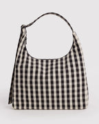 Baggu Nylon Shoulder Bag Black and Cream Gingham