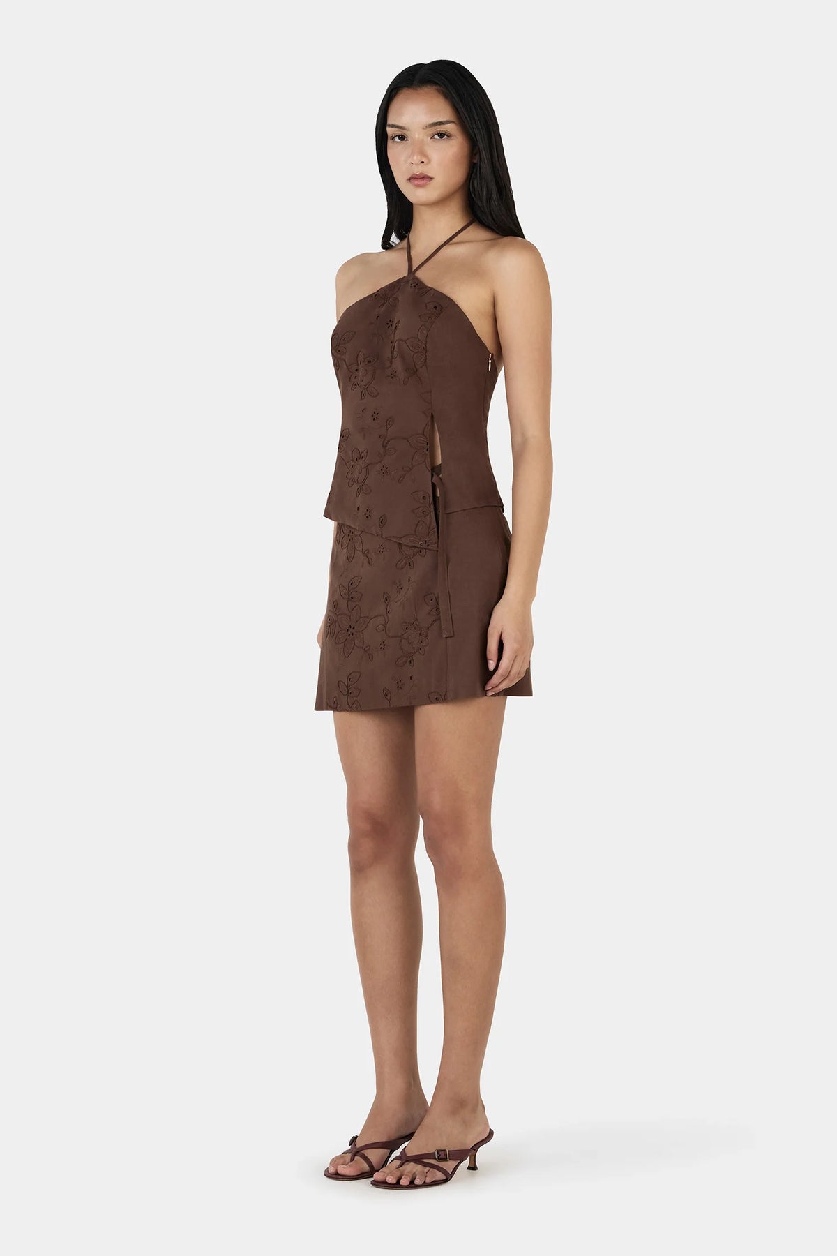 Ownley Anousha Halter Top Chocolate Anglaise