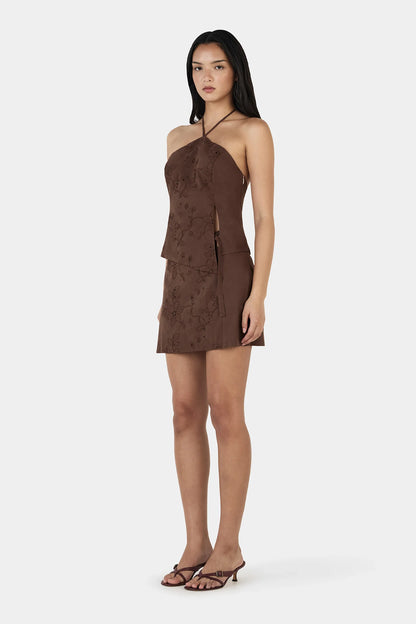 Ownley Anousha Halter Top Chocolate Anglaise