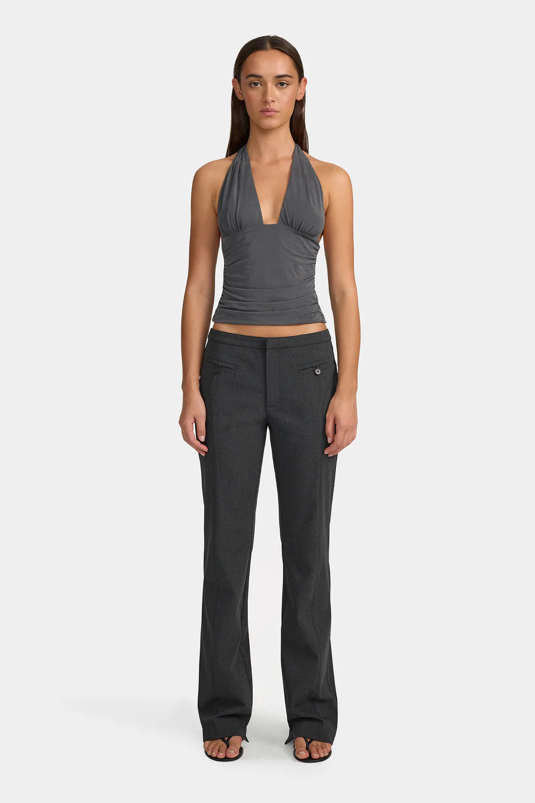 ARLO HALTER TOP | CHARCOAL