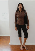 RUCHED FRONT SHIRT | CIOCCO CHECK