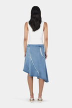 JASMINE FRAYED MIDI SKIRT | BLUE DENIM