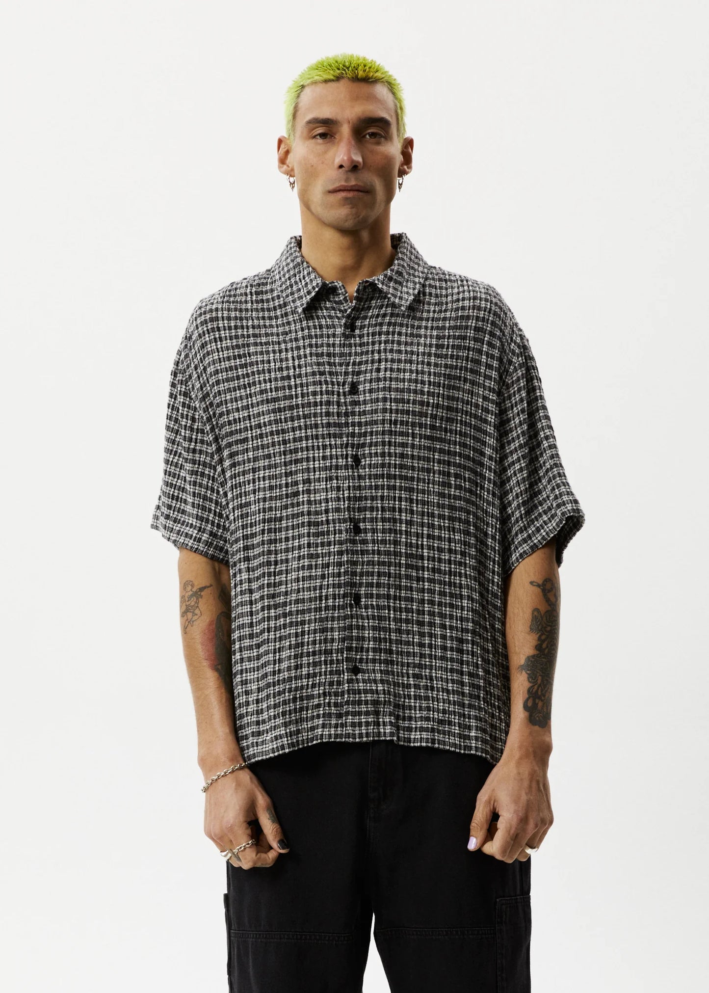 ASTA SEERCUCKER CUBAN SHIRT | STEEL CHECK