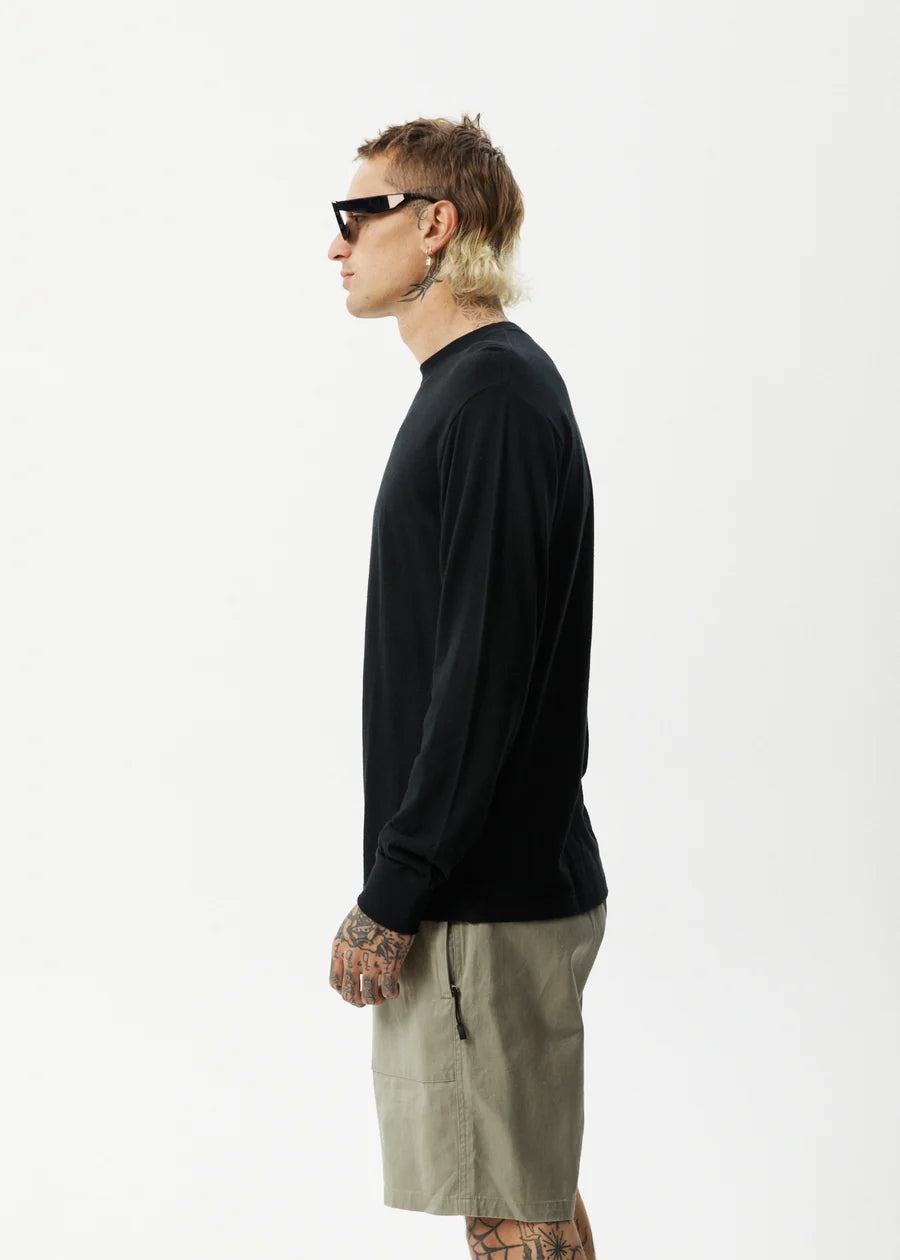 ESSENTIAL HEMP RETRO LONG SLEEVE T-SHIRT | BLACK