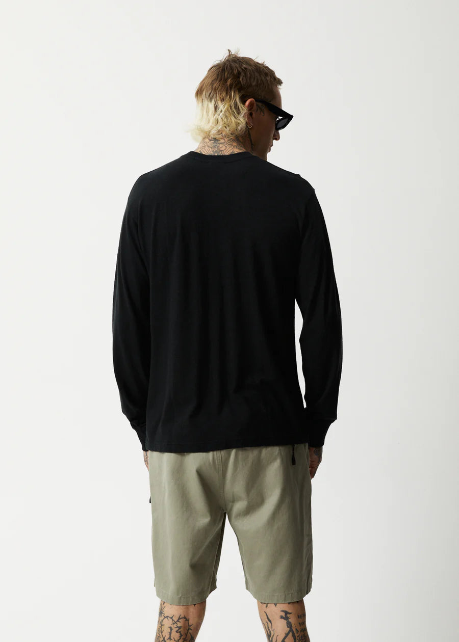 ESSENTIAL HEMP RETRO LONG SLEEVE T-SHIRT | BLACK