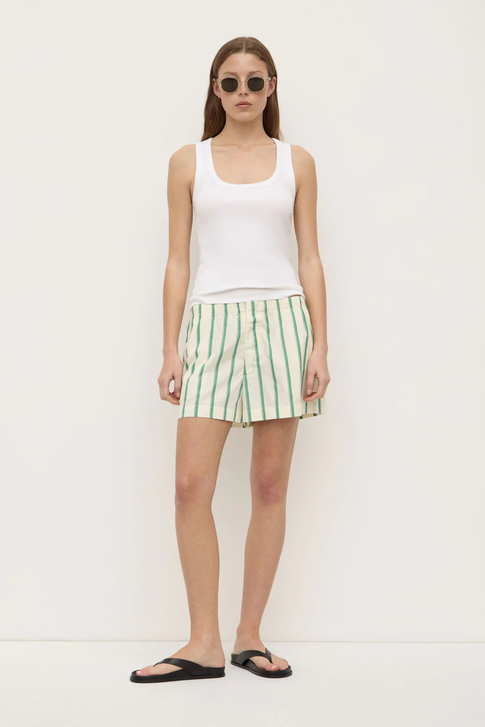 AGNES STRIPE SHORT | BUTTER/BRIGHT GREEN