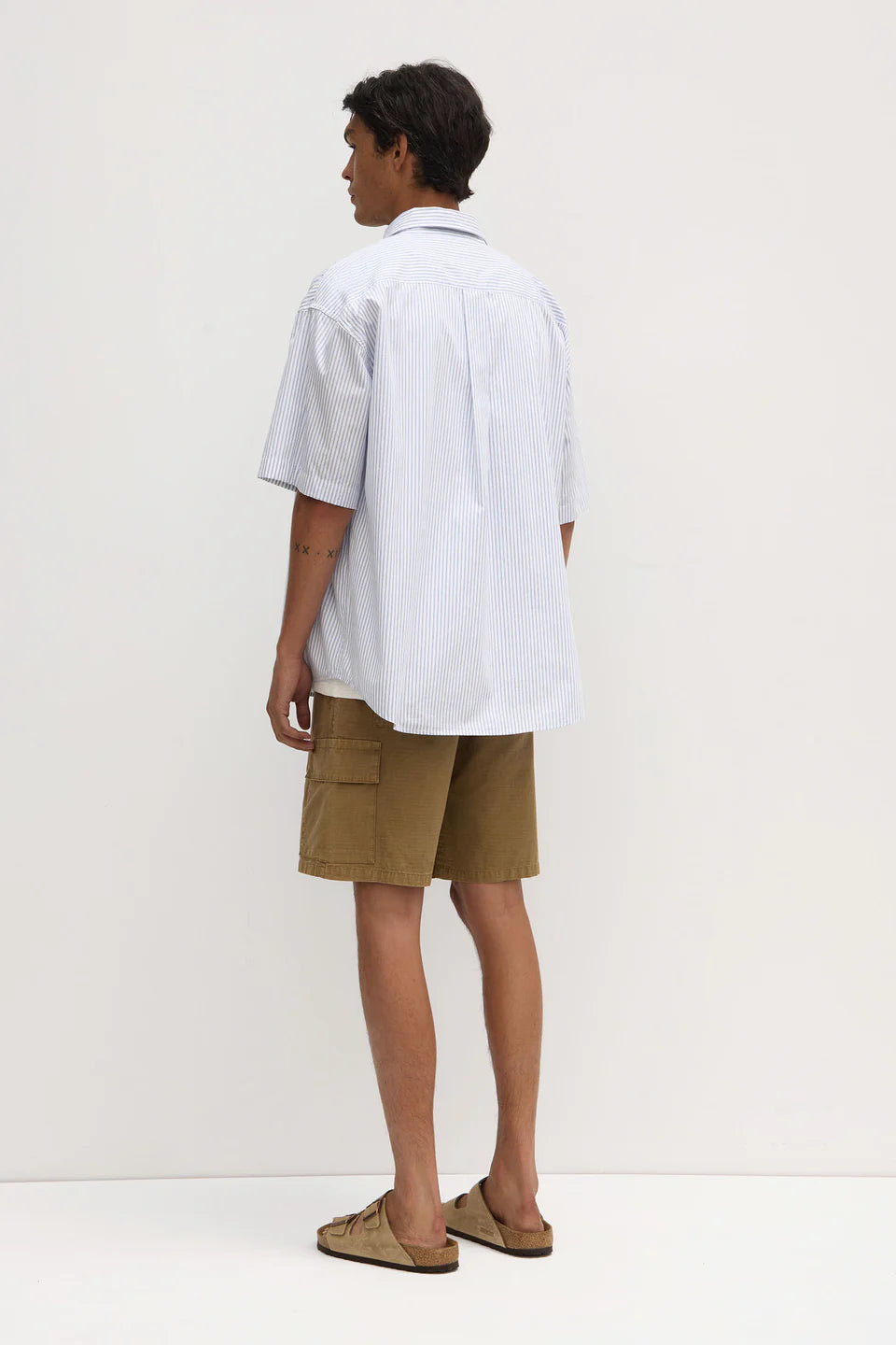 ALEC POPLIN STRIPE SHORT SLEEVE | BLUE/WHITE STRIPE