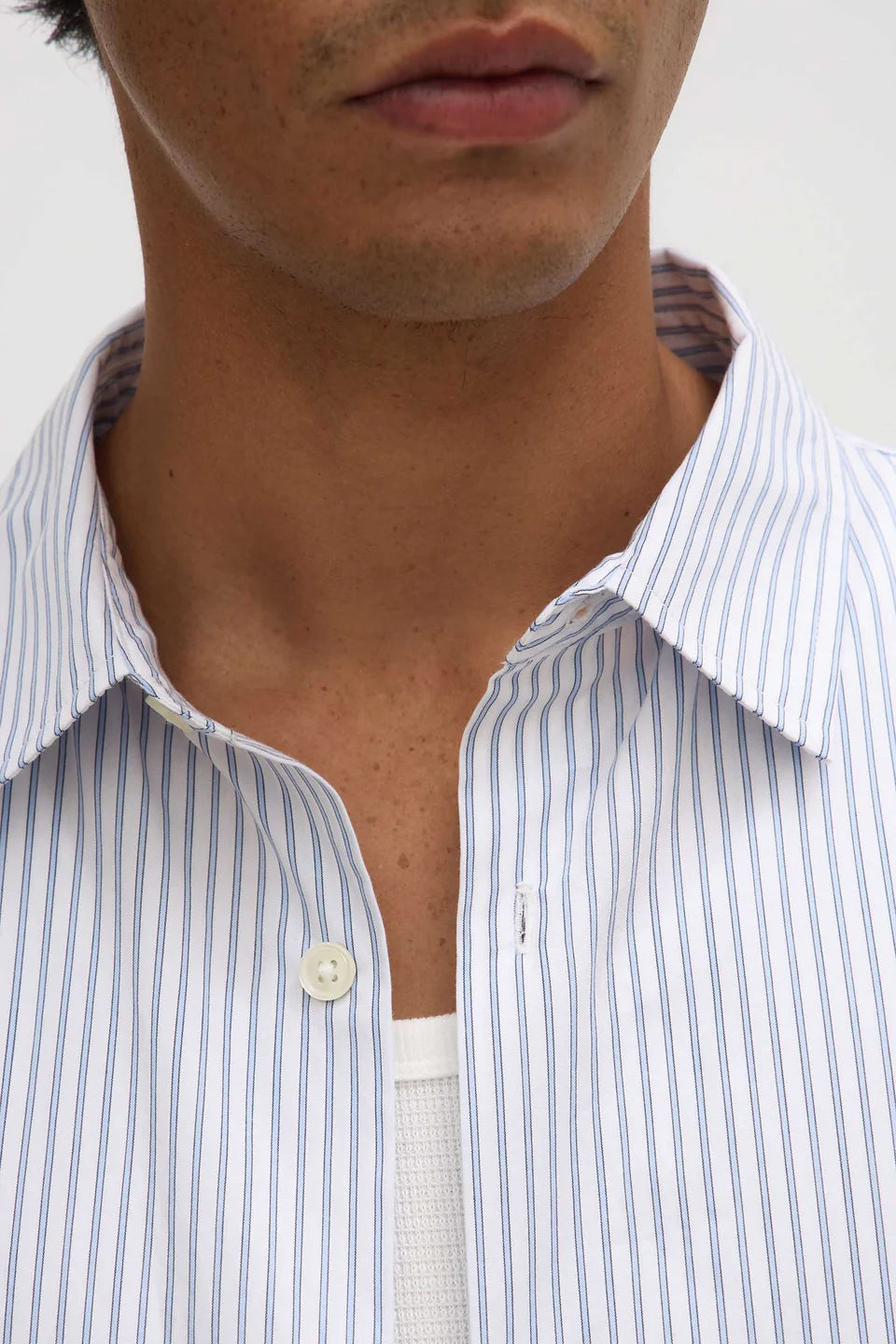 ALEC POPLIN STRIPE SHORT SLEEVE | BLUE/WHITE STRIPE