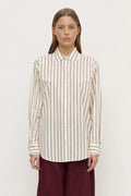 AMARO ITALIAN STRIPE SHIRT | MERLOT / WHITE STRIPE