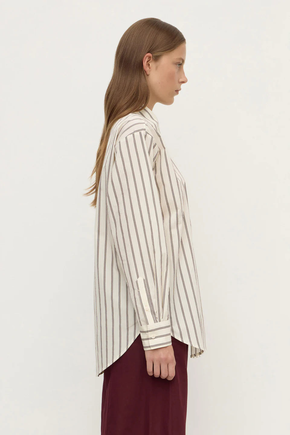 AMARO ITALIAN STRIPE SHIRT | MERLOT / WHITE STRIPE