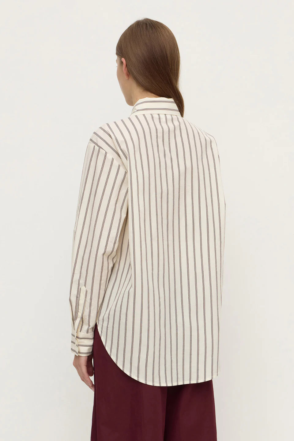 AMARO ITALIAN STRIPE SHIRT | MERLOT / WHITE STRIPE