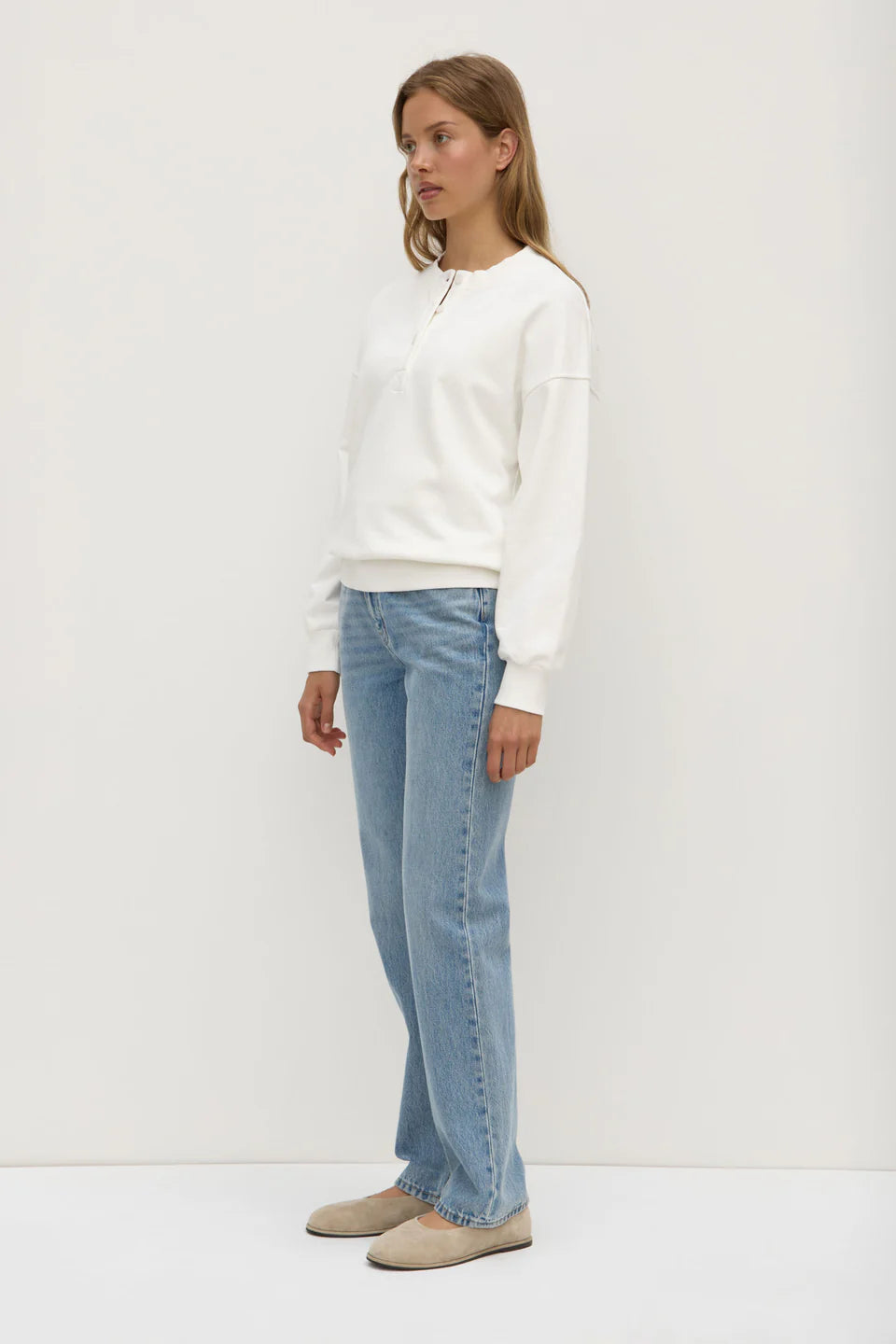 ANYA FLEECE CREW | ANTIQUE WHITE