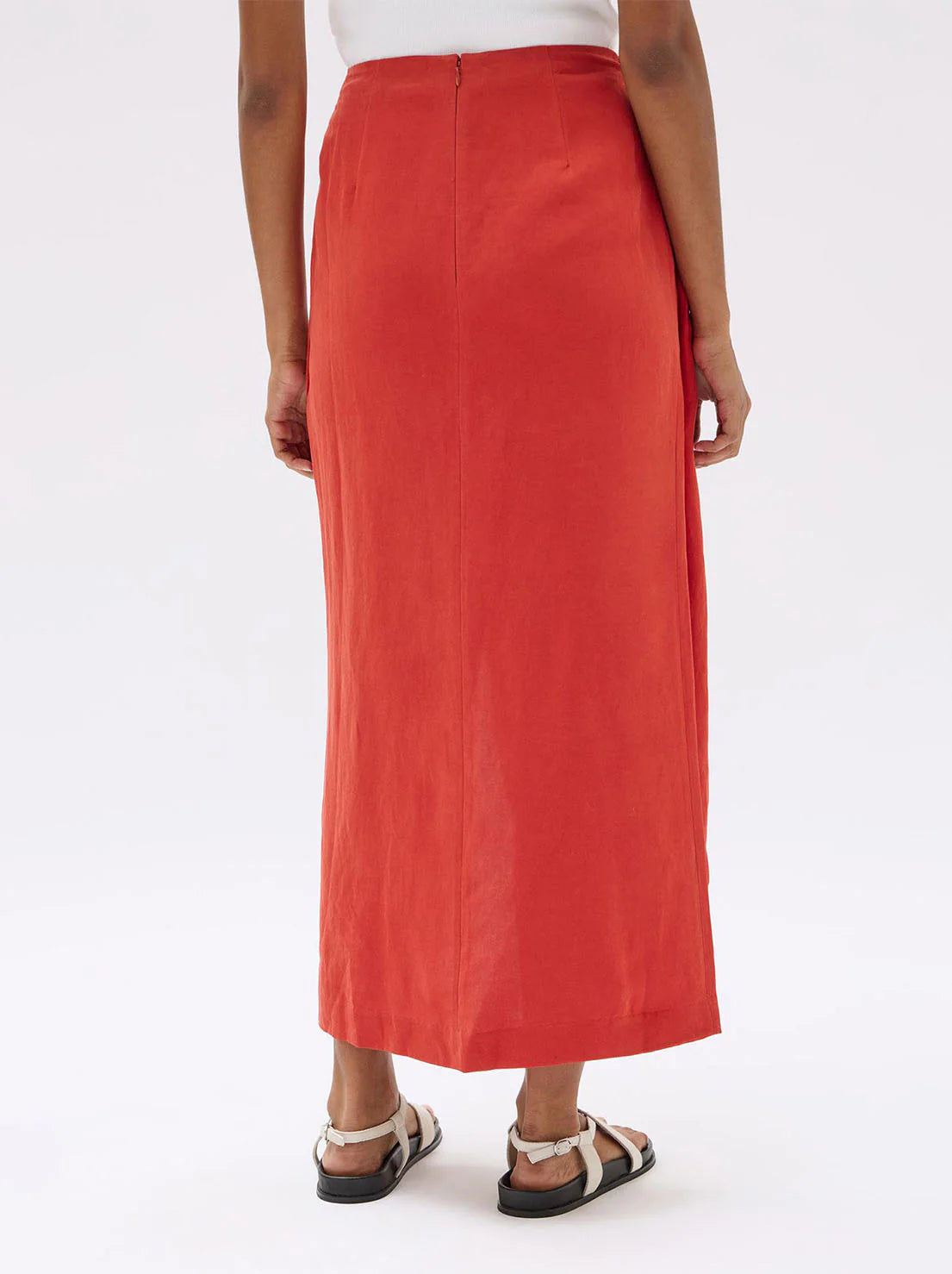 REESE SILK LINEN TIE SKIRT | PAPAYA