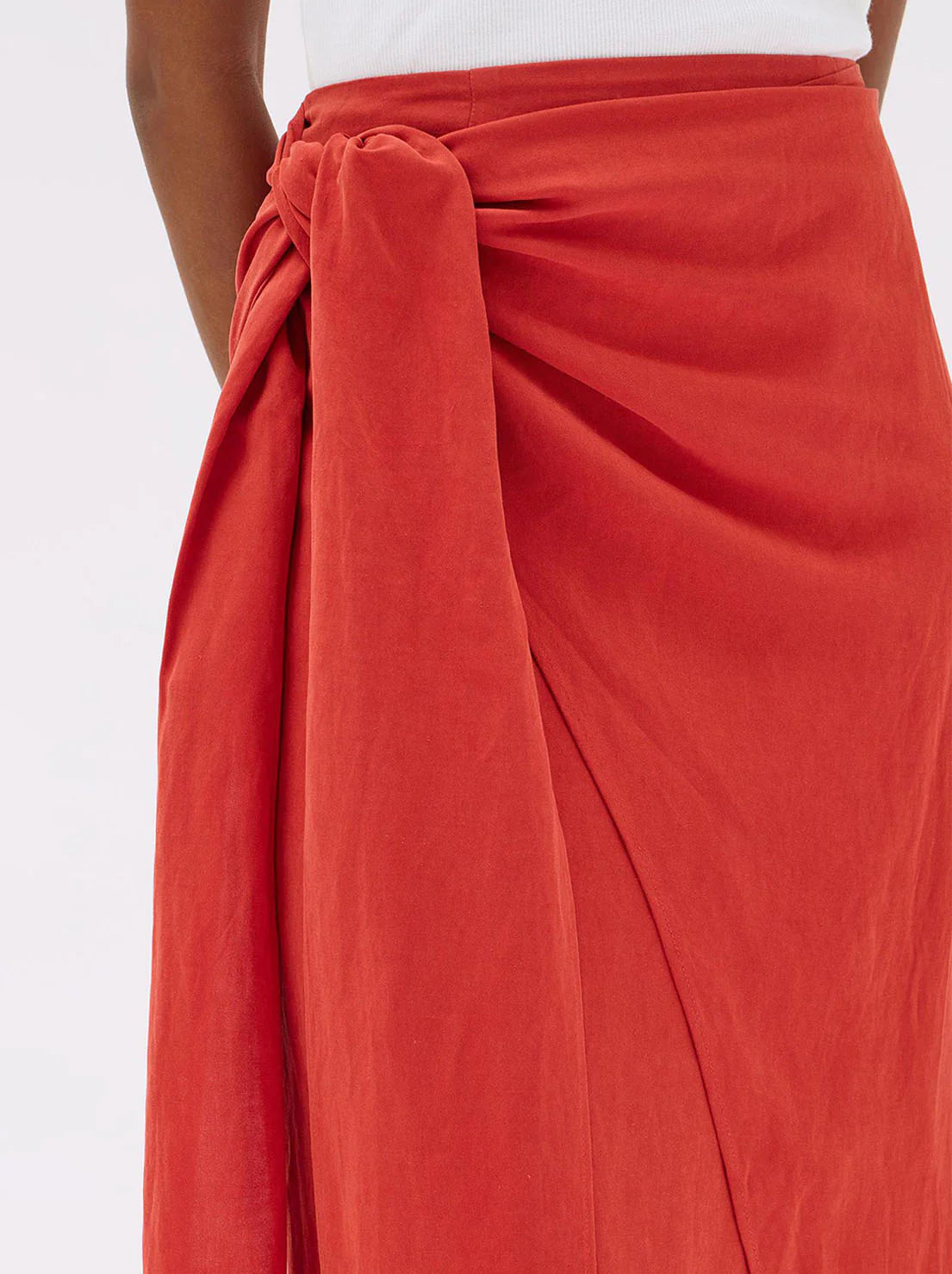 REESE SILK LINEN TIE SKIRT | PAPAYA