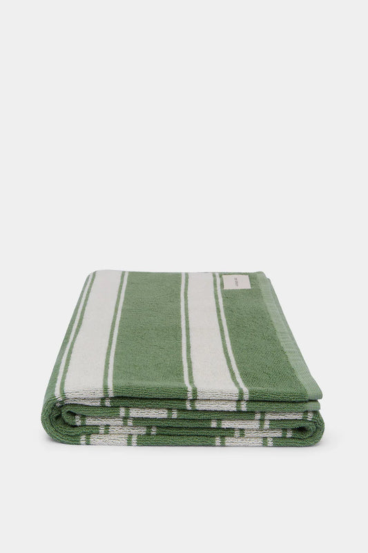 MULTI STRIPE BEACH TOWEL | PANDAN / CREAM STRIPE