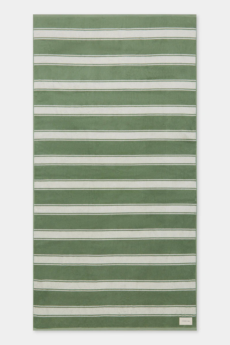 MULTI STRIPE BEACH TOWEL | PANDAN / CREAM STRIPE