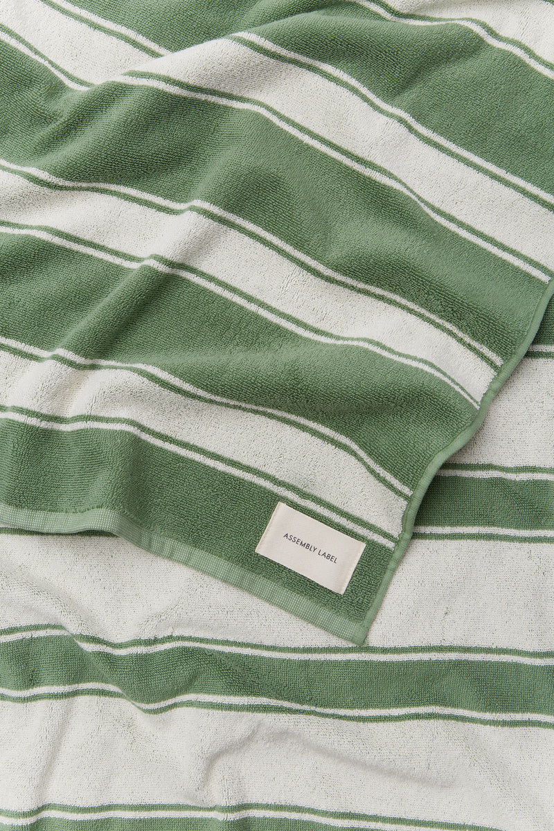 MULTI STRIPE BEACH TOWEL | PANDAN / CREAM STRIPE