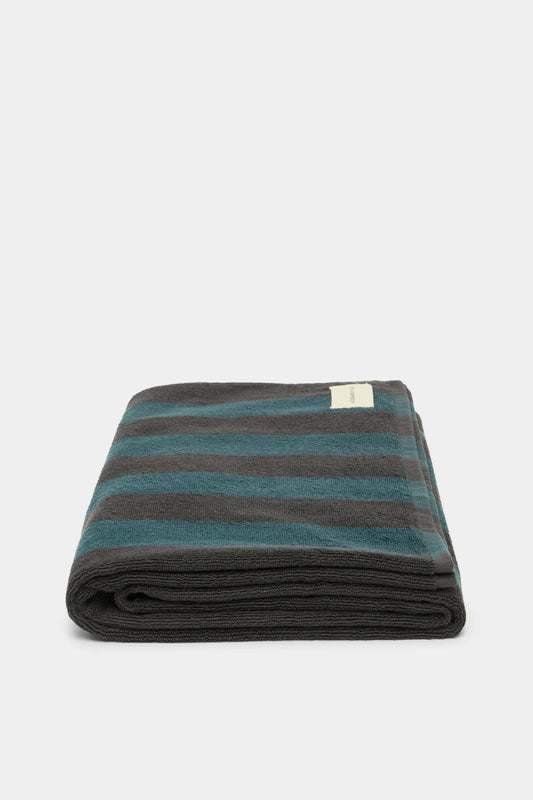 COTTON STRIPE BEACH TOWEL | ATLAS/ WASHED BLACK