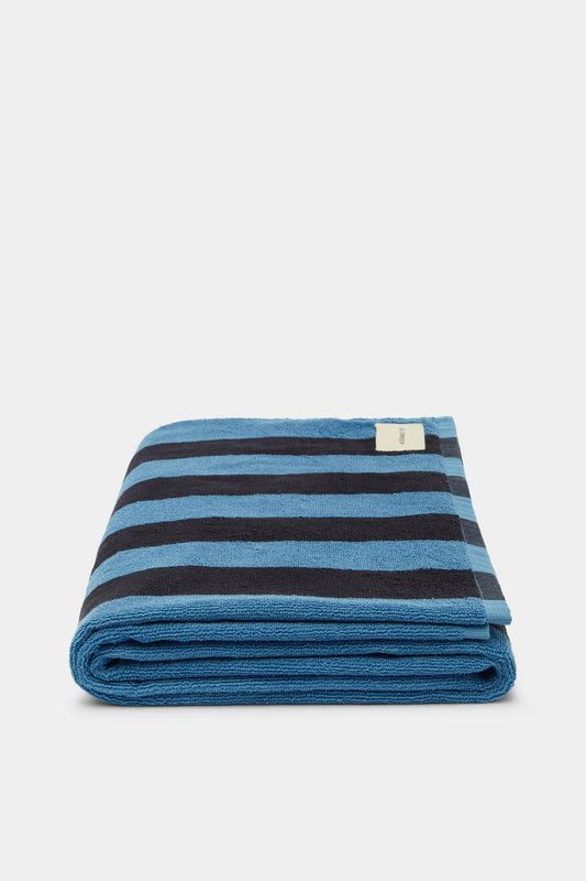 COTTON STRIPE BEACH TOWEL | BAHAMA/ TRUE NAVY