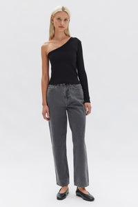 ASYMMETRIC JERSEY TOP | BLACK